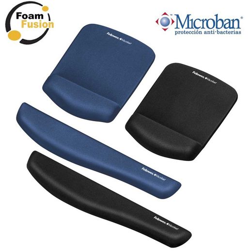 Tapis de souris avec repose-poignet en mousse fusion. 2 couleurs