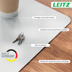 Alfombrilla vade de escritorio grande de cuero Leitz. Gris claro