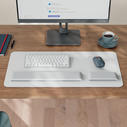 Alfombrilla vade de escritorio grande de cuero Leitz. Gris claro