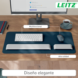 Alfombrilla vade de escritorio grande de cuero Leitz. Gris oscuro