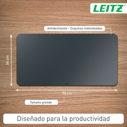 Alfombrilla vade de escritorio grande de cuero Leitz. Gris oscuro