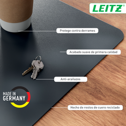 Alfombrilla vade de escritorio grande de cuero Leitz. Gris oscuro