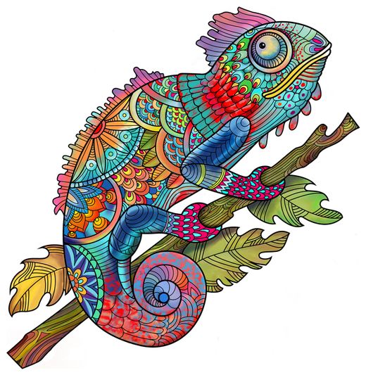 ANIMAL WOOD PUZZLE CHAMALEON