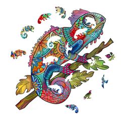 ANIMAL WOOD PUZZLE CHAMALEON