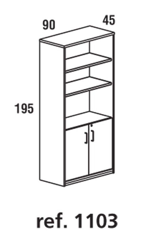 Armário de escritório fechado inferior 195x90x45