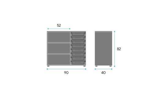 Armario para bandejas DOT 82B. 82 x 90 x 40 cm