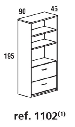 Armarios de oficina con 2 cajones 195x90x45cm