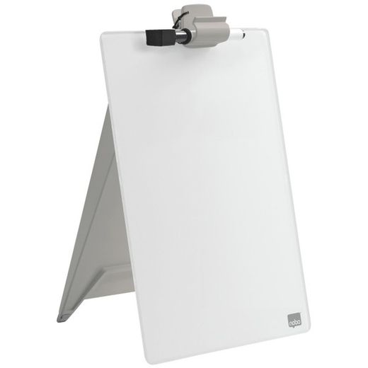 Nobo Pupitre de Bureau en Verre, Blanc Brillant