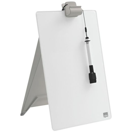 Nobo Pupitre de Bureau en Verre, Blanc Brillant