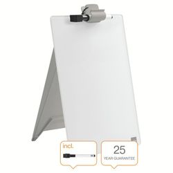 Nobo Pupitre de Bureau en Verre, Blanc Brillant