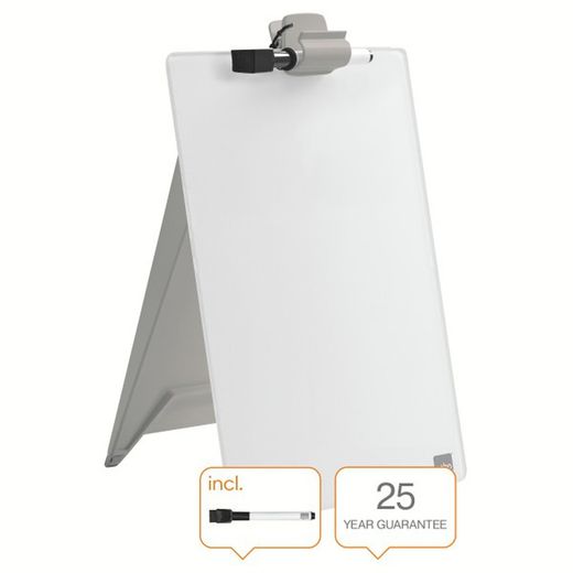 Nobo Pupitre de Bureau en Verre, Blanc Brillant