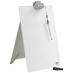 Nobo Pupitre de Bureau en Verre, Blanc Brillant