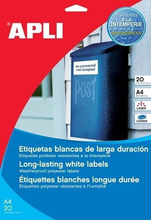 Etiquetas de poliéster com aplicação de bolhas.