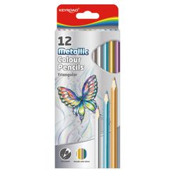 Blister con 12 lápices de colores metálicos triangulares Keyroad