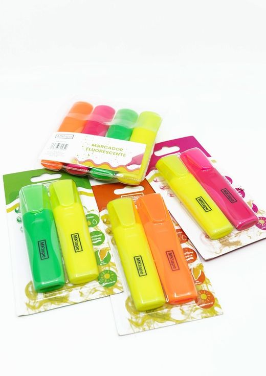 Blister avec 4 lampes fluorescentes (Jaune-Orange-Vert-Rose)