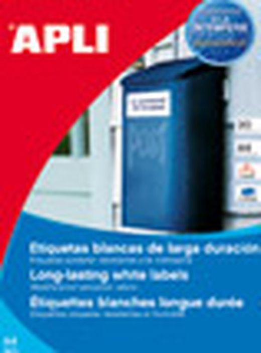 Blister de 20 hojas blancas de poliester 45,7 x 21,2 mm