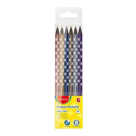 Blister de 6 crayons métalliques triangulaires Keyroad