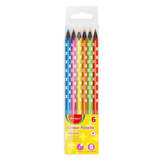 Blister de 6 crayons néon triangulaires Keyroad