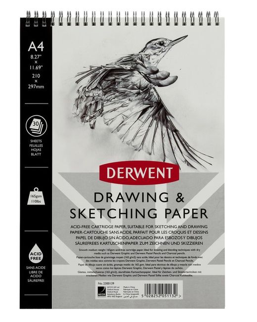 Bloc de croquis Derwent A4, 30 feuilles 165 g