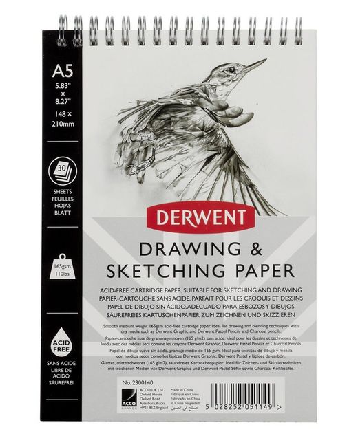 Bloc de croquis Derwent A5, 30 feuilles 165 g