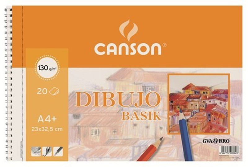 GUARRO CANSON BLOC BASIK 130GR 8062 A4+/20H ESPIRAL/MICROP. — Cartabon