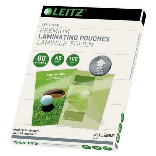 Pochettes de plastification Leitz iLAM premium avec UDT en trois tailles et quatre grammages