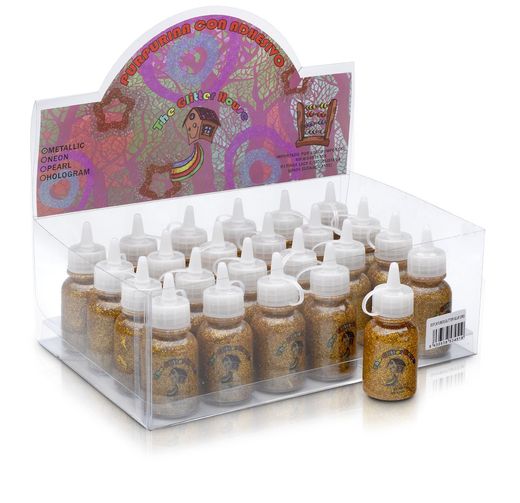 Botes de 30ml de pegamento con purpurina