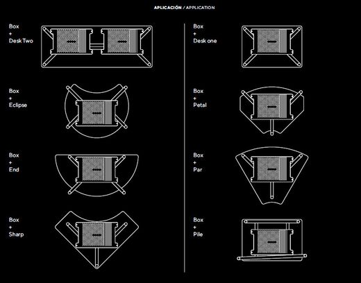 BOÎTE. Plateau de bureau Grau. Quatre couleurs