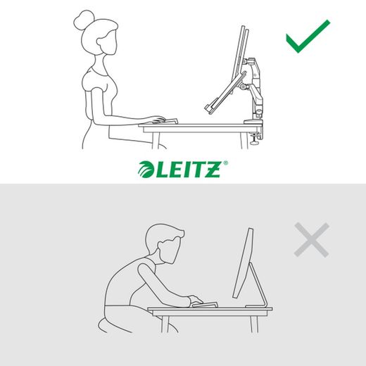 Double moniteur et bras pour ordinateur portable Leitz Ergo qui économise de l'espace