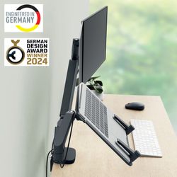Double moniteur et bras pour ordinateur portable Leitz Ergo qui économise de l'espace