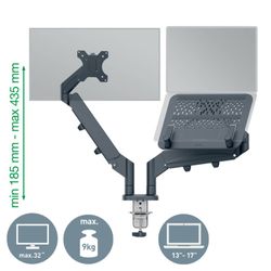 Double moniteur et bras pour ordinateur portable Leitz Ergo qui économise de l'espace