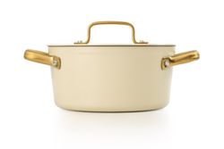 Panela icônica de alumínio forjado para indução, 20 cm, bege