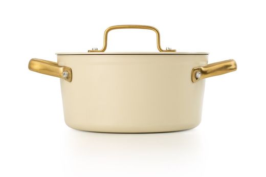 Panela icônica de alumínio forjado para indução, 20 cm, bege