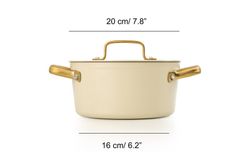 Panela icônica de alumínio forjado para indução, 20 cm, bege