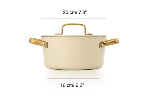 Panela icônica de alumínio forjado para indução, 20 cm, bege