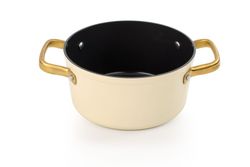 Panela icônica de alumínio forjado para indução, 20 cm, bege