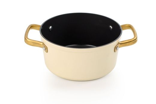 Panela icônica de alumínio forjado para indução, 20 cm, bege