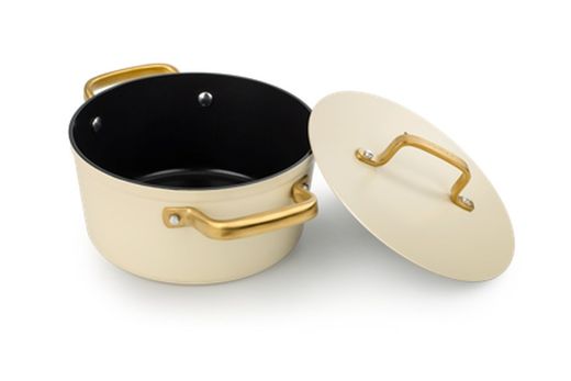 Panela icônica de alumínio forjado para indução, 20 cm, bege