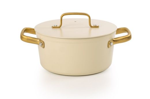 Panela icônica de alumínio forjado para indução, 20 cm, bege