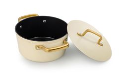 Panela icônica de alumínio forjado para indução, 20 cm, bege