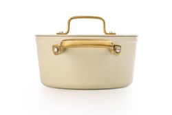 Panela icônica de alumínio forjado para indução, 20 cm, bege