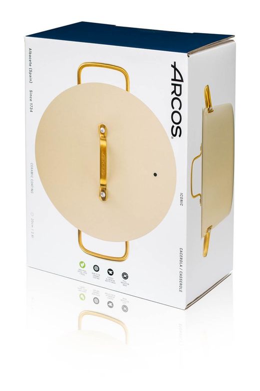 Panela icônica de alumínio forjado para indução, 20 cm, bege