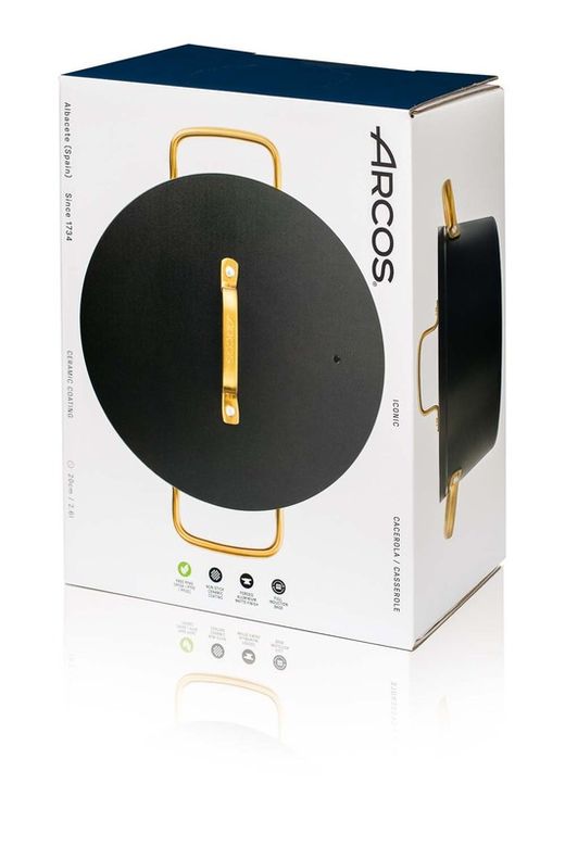 Panela icônica de alumínio forjado para indução, 20 cm, preta