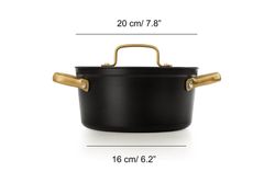 Panela icônica de alumínio forjado para indução, 20 cm, preta