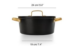 Panela de indução icônica de alumínio forjado 24cm preta