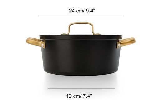 Panela de indução icônica de alumínio forjado 24cm preta