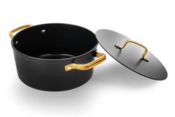 Panela de indução icônica de alumínio forjado 24cm preta