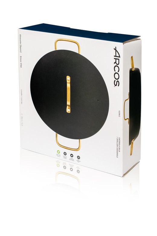 Panela icônica de alumínio forjado para indução, 28 cm, preta