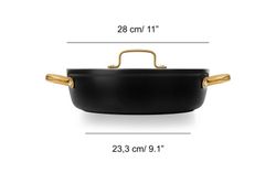 Panela icônica de alumínio forjado para indução, 28 cm, preta