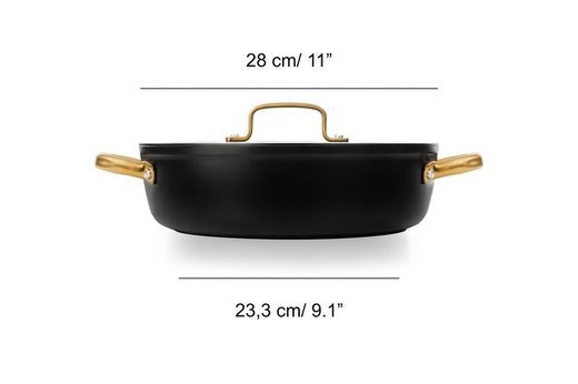 Panela icônica de alumínio forjado para indução, 28 cm, preta